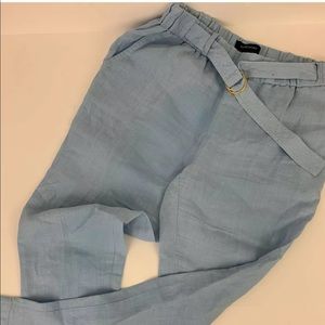 New Guess Marciano Linen Pants Blue relaxed slim leg S
